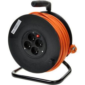 PremiumCord predlžovací kábel 230V 50m bubon, 4x zásuvka, oranžový (ppb-01-50)