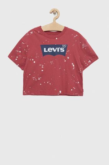Detské bavlnené tričko Levi's červená farba,