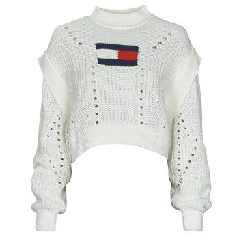 Tommy Jeans  Svetre TJW OVRSZD FLAG STITCH SWEATER  Biela