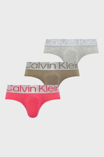 Slipy Calvin Klein Underwear 3-pak pánske, ružová farba