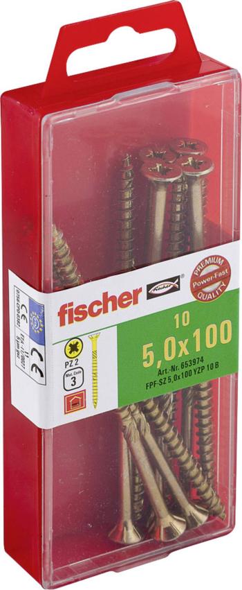Fischer  653974 skrutka so zápustnou hlavou 5 mm 100 mm krížová dražka Pozidriv     glavanizované zinkom 10 ks