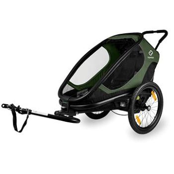 HAMAX Outback One – jednomiestny vozík za bicykel vr. ramena + kočíková súprava – Green/Black, poloh (7029774000637)