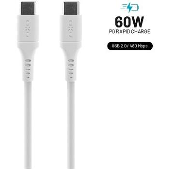 FIXED Cable USB-C/USB-C a podporou PD 2 m USB 2.0 60 W Liquid silicone biely (FIXDLS-CC2-WH)