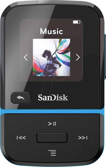 SanDisk Clip Sport Go MP3 prehrávač 32 GB modrá upevňovací klip, FM rádio, nahrávanie hlasu