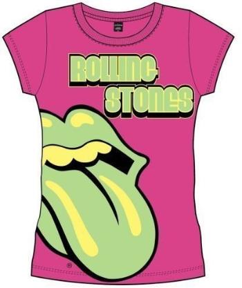 The Rolling Stones Tričko Green Tongue Hot Pink S
