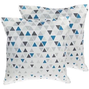 BELIANI, Súprava dvoch vankúšov geometrických vzorov 45 × 45 cm sivá a modrá CLEOME, 205791 (beliani_205791)