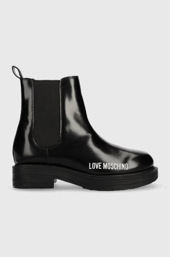 Kožené topánky chelsea Love Moschino dámske, čierna farba, na platforme,