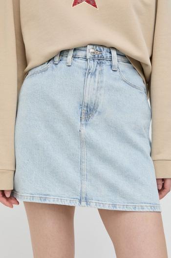 Rifľová sukňa Guess mini, rovný strih