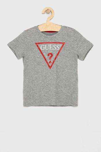 Detské tričko Guess šedá farba, melanžové