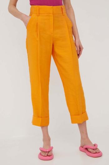 Nohavice Only dámske, oranžová farba, rovné, vysoký pás