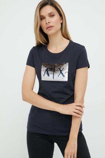Bavlnené tričko Armani Exchange tmavomodrá farba,