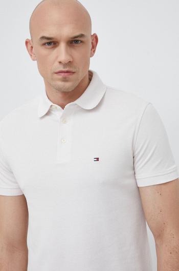 Polo tričko Tommy Hilfiger pánske, biela farba, jednofarebné