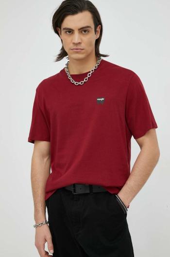 Bavlnené tričko Wrangler červená farba, jednofarebné