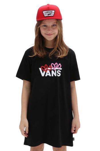 Dievčenské bavlnené šaty Vans VANS LOVE TEE DRESS Black čierna farba, mini, rovný strih