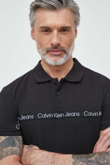 Polo tričko Calvin Klein Jeans pánske, čierna farba, s nášivkou