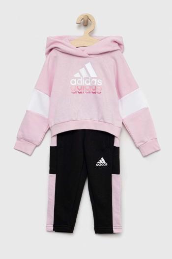 Detská tepláková súprava adidas LG BOS ružová farba