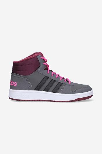 Detské tenisky adidas Hoops Mid 2.0 K šedá farba