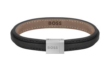 Hugo Boss Čierny kožený náramok pre mužov Grover 1580328 18 cm