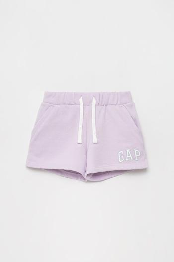 Detské krátke nohavice GAP fialová farba, s potlačou, nastaviteľný pás