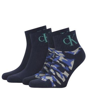 CALVIN KLEIN - 2PACK monogram blue quarter ponožky-UNI