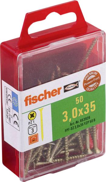 Fischer  653926 skrutka so zápustnou hlavou 3 mm 35 mm krížová dražka Pozidriv     glavanizované zinkom 50 ks