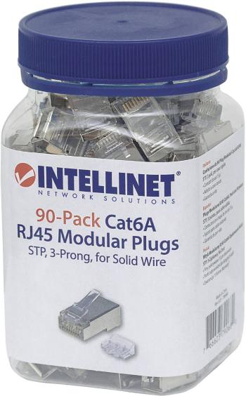 Intellinet  Intellinet 90-packový modulárny konektor Cat6A RJ45 STP 3-bodový vodičový kontakt pre konektor s plným vodič