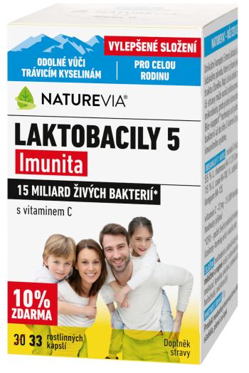 NatureVia Laktobacily "5" Imunita s vitamínom C 33 kapsúl
