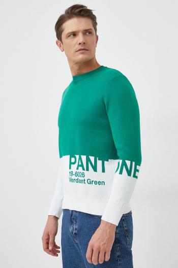 Sveter United Colors of Benetton pánsky, zelená farba, tenký,
