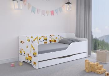 Detská posteľ s chrbtom LILU 160 x 80 cm - Stavenisko  BUILDING SITE posteľ B - pravá strana (zábrana)