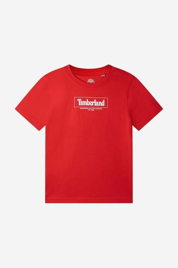 Detské bavlnené tričko Timberland Short Sleeves Tee-shirt červená farba, s potlačou