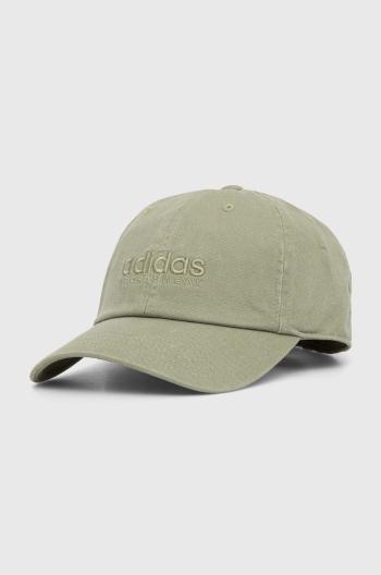 Bavlnená šiltovka adidas zelená farba, s nášivkou, IY5418