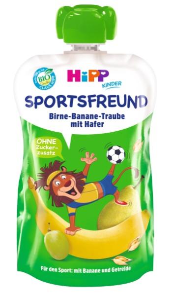 HiPP Sport BIO Kapsička ovocno-obilný príkrm hruška, banán, biele hrozno a ovos 120 g