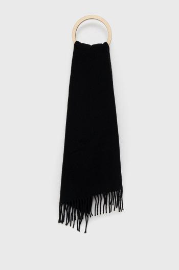 Vlnený šál Lauren Ralph Lauren čierna farba, jednofarebný