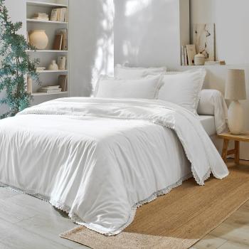 Blancheporte Jednofarebná posteľná bielizeň z čipky a bavlny biela napínacia plachta 90x190cm