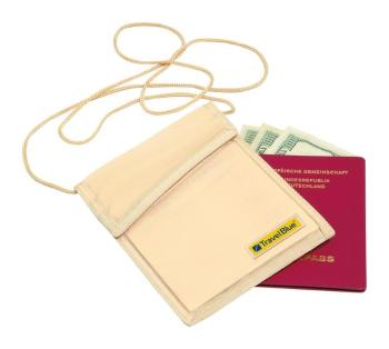 Travel Blue Neck Wallet Rfid Beige