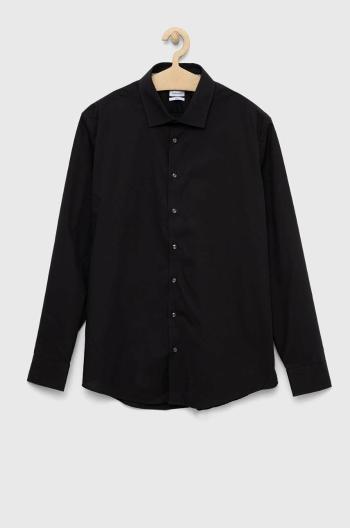 Bavlnená košeľa Seidensticker Pánska, čierna farba, regular, s klasickým golierom