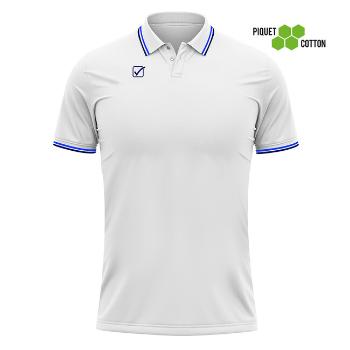 POLO COTONE PIQUET ACTION BIANCO/BLU Tg. XL