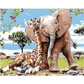 Maľovanie podľa čísel – Žirafa a sloník (HRAmal00582nad)
