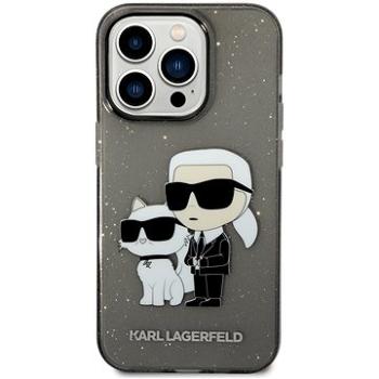 Karl Lagerfeld IML Glitter Karl and Choupette NFT Zadný Kryt pre iPhone 14 Pro Max Black (KLHCP14XHNKCTGK)