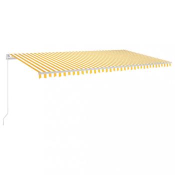 Ručne zaťahovacia markíza s LED svetlom 600x350 cm Dekorhome Bílá / žlutá