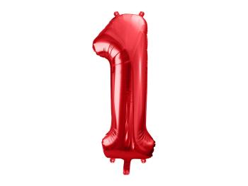 PartyDeco Balónik fóliový narodeninové číslo 1 červený 86 cm