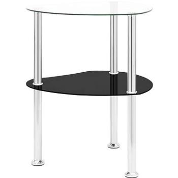 2-policový stolík priehľadný a čierny 38 × 38 × 50 cm tvrdené sklo (322786)
