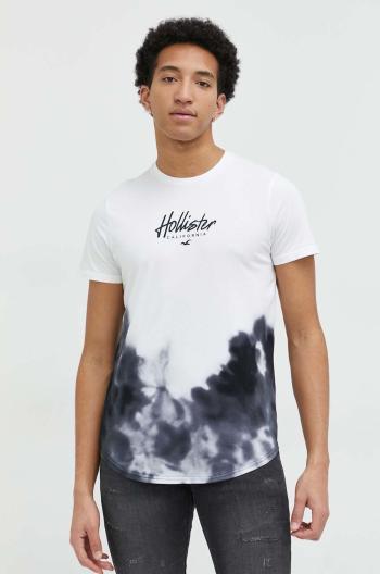 Bavlnené tričko Hollister Co. biela farba, vzorované