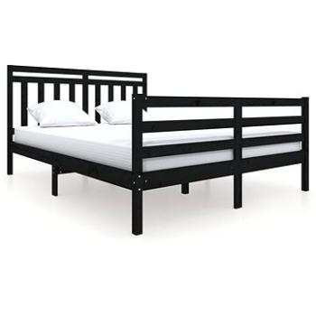 Rám postele čierny masívne drevo 160 × 200 cm, 3100668