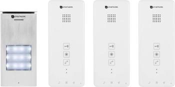 Smartwares DIC-21132 domovej telefón  kompletný set pre 3 domácnosti strieborná, biela