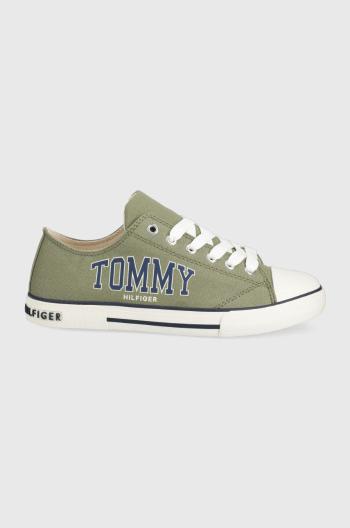 Detské tenisky Tommy Hilfiger zelená farba
