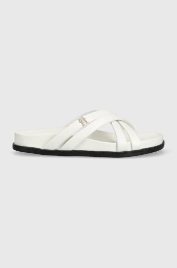 Kožené šľapky Tommy Hilfiger STRAP FEMININE SANDAL dámske, biela farba