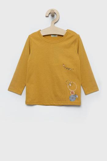 Detská bavlnená košeľa s dlhým rukávom United Colors of Benetton žltá farba,