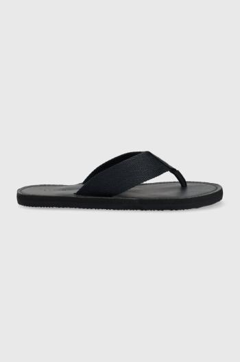 Žabky Tommy Hilfiger HILFIGER LEATHER BEACH SANDAL pánske, tmavomodrá farba, FM0FM04548