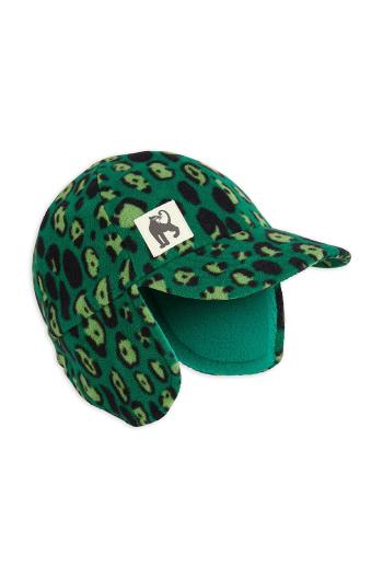 Detská čiapka Mini Rodini zelená farba, vzorovaná